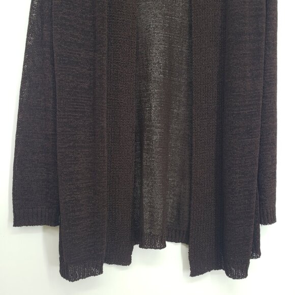 Chico's Open Front Long Cardigan Sweater M Open Knit Lightweight Brown - Picture 5 of 9
